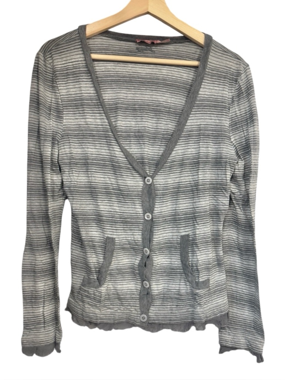 VTG Y2K Juicy Couture Striped Button Cardigan Sweater XL Fitted